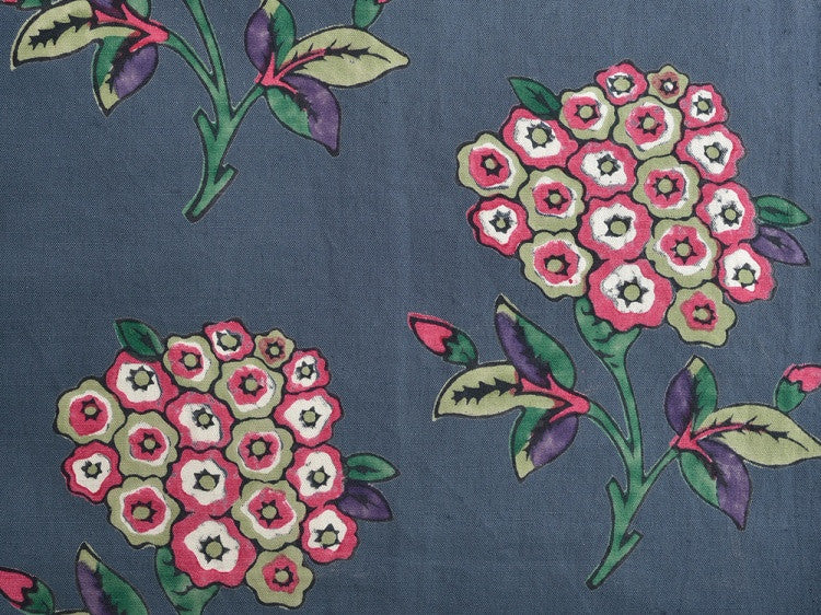 Tulu Textiles Turkish Cotton Linen Throw Pillow - Inez Blue Floral