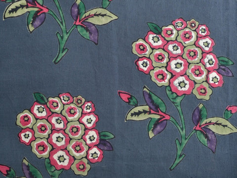 Tulu Textiles Turkish Cotton Linen Throw Pillow - Inez Blue Floral