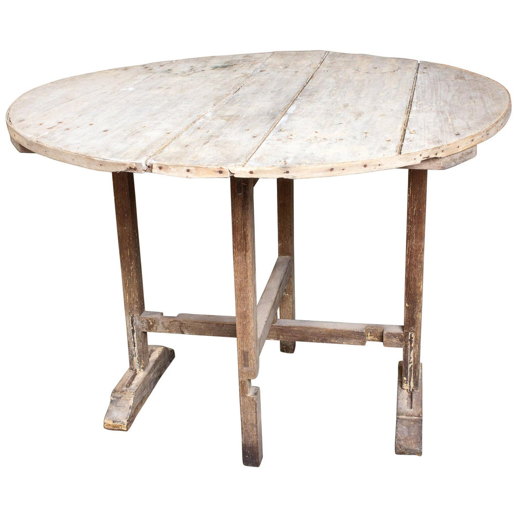 Antique Distressed French "Vendage" Vineyard Harvest Tilt-Top Table