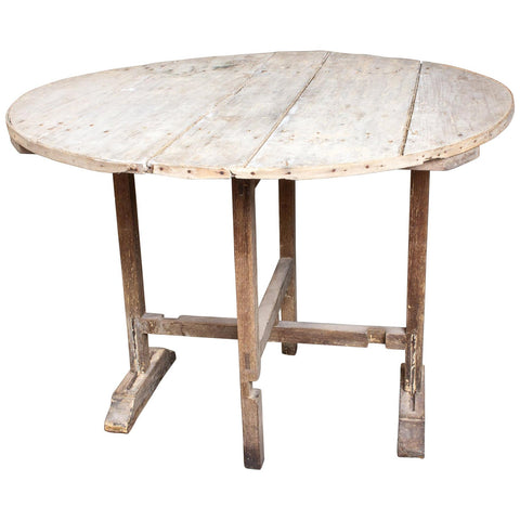 Antique Distressed French "Vendage" Vineyard Harvest Tilt-Top Table