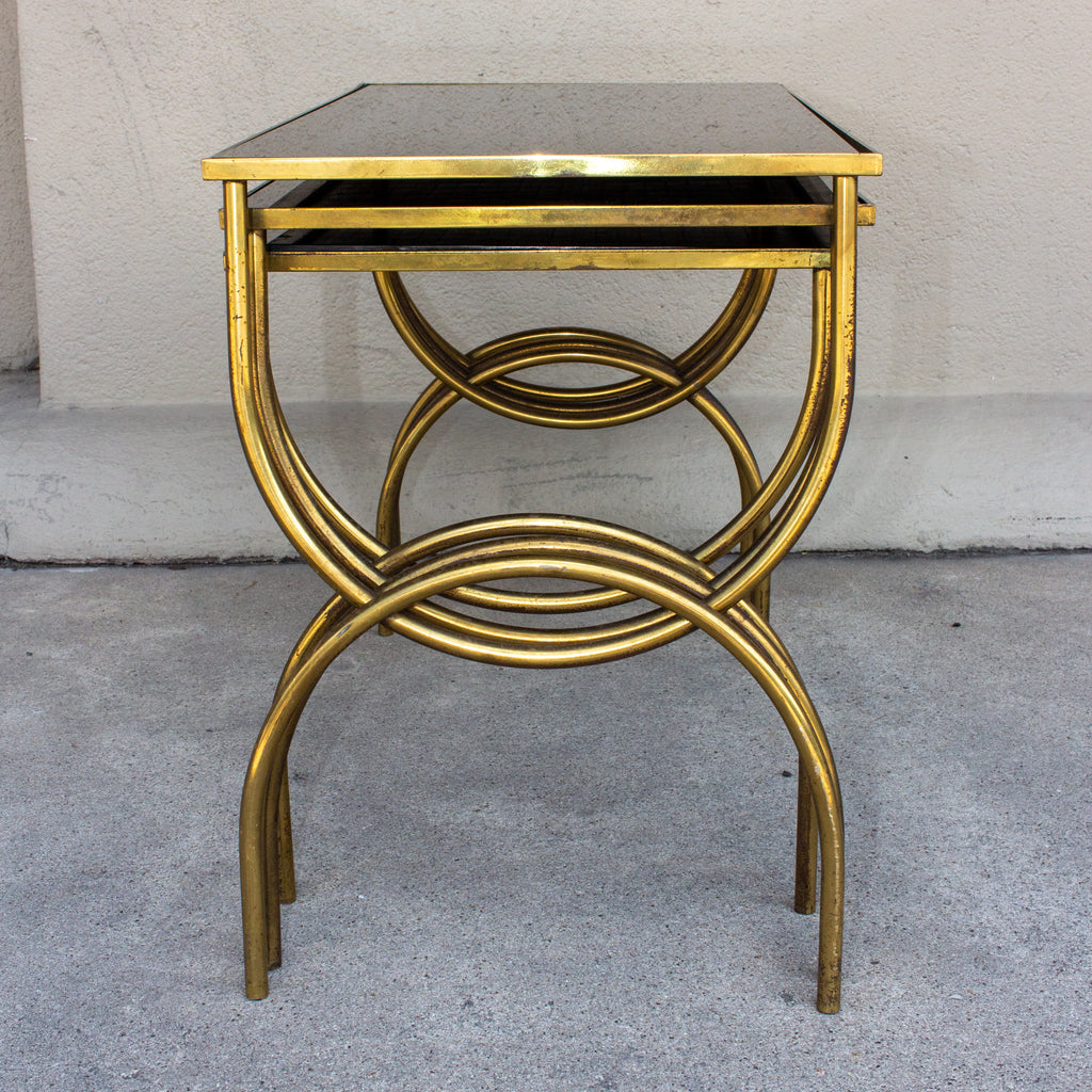 Vintage brass on sale nesting tables