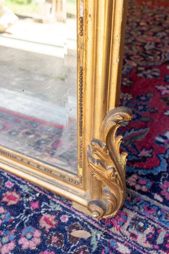 Antique French Gilt Louis XV Style Trumeau Mirror with Plaster Panel