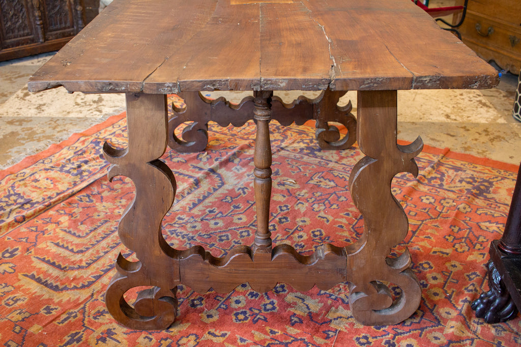 18th c Iron and Walnut Catalan Writing and Dining Table Found in Spain
