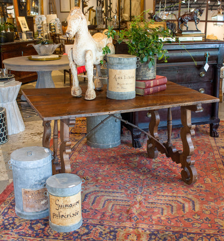 18th c Iron and Walnut Catalan Writing and Dining Table Found in Spain