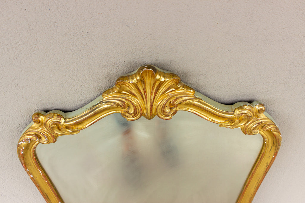 Antique French Gilded Louis XV Style Vanity Mirror in Mint Green