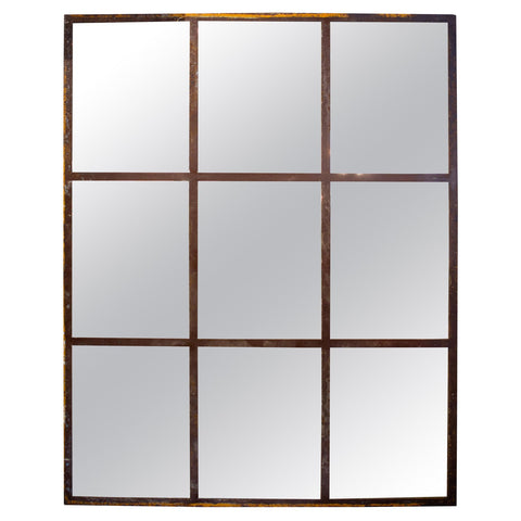Oversized Vintage 1930s French Industrial Mirrors Made from Converted Windows