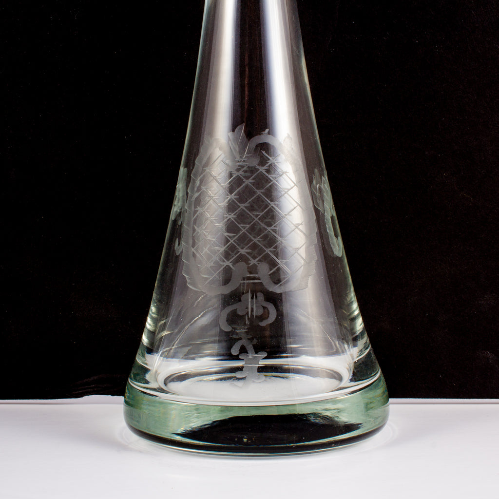 1930s French Slender Etched Cruet Decanter