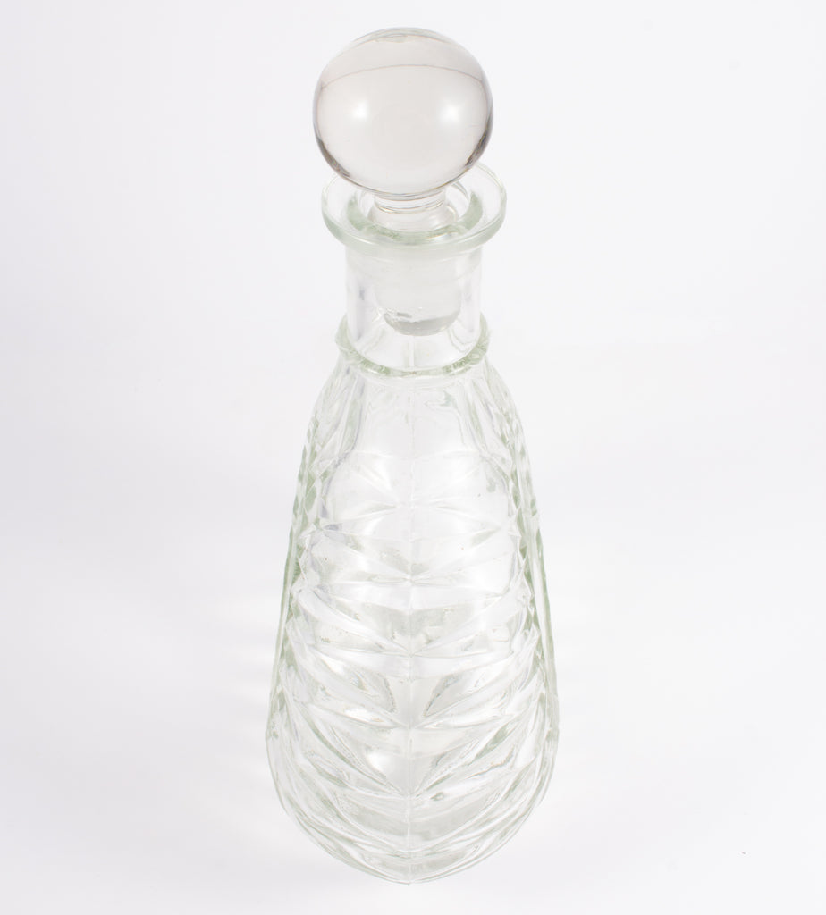 1930s French Faceted Glass Teardrop Decanter