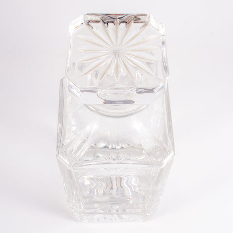 Vintage French Heavy Glass Decanter with Starburst Detail