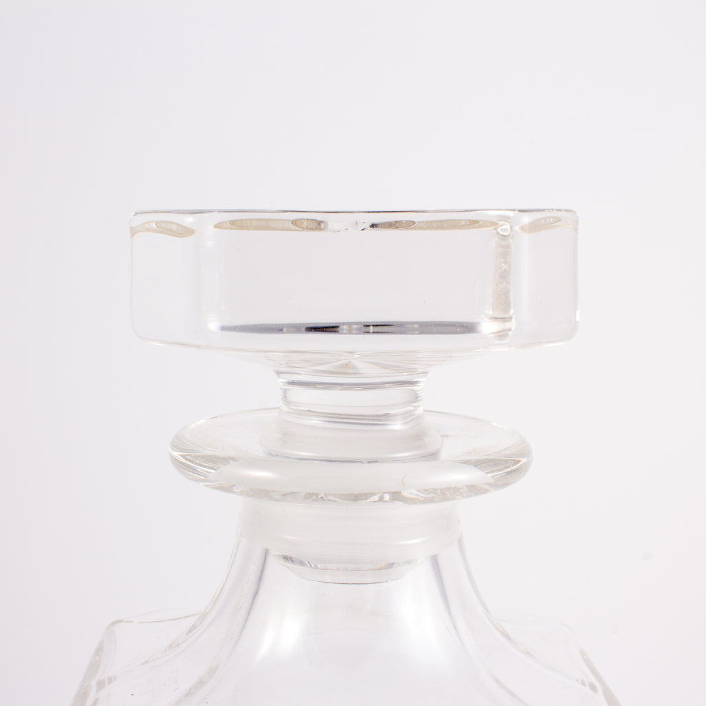 Vintage French Heavy Glass Decanter with Starburst Detail