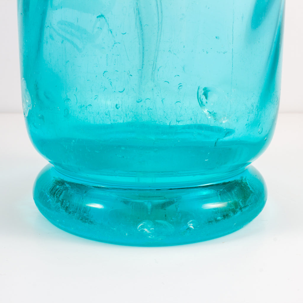 1930s French Etched Turquoise Glass Seltzer Bottle