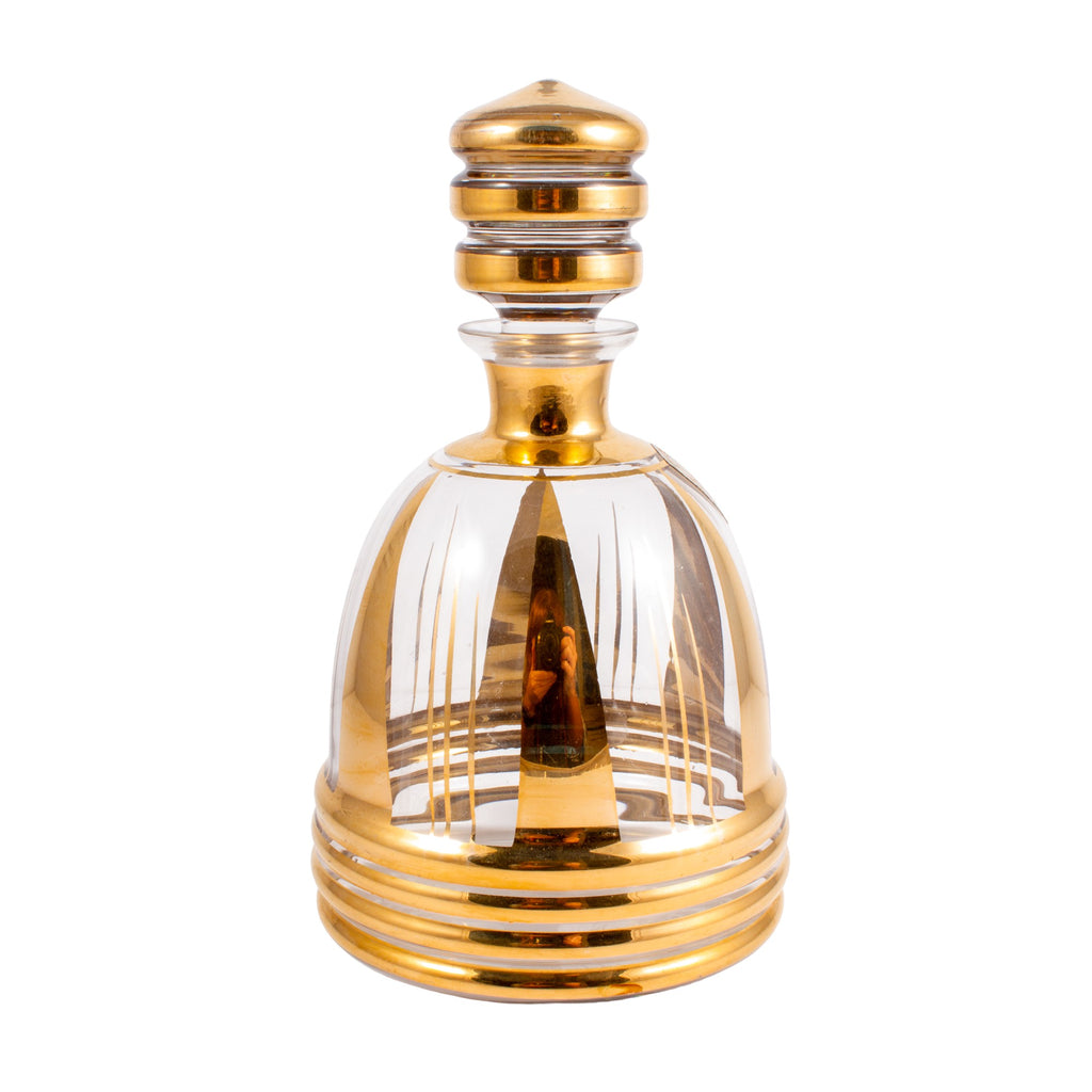 1940s French Gilt Glass Spirits Decanter