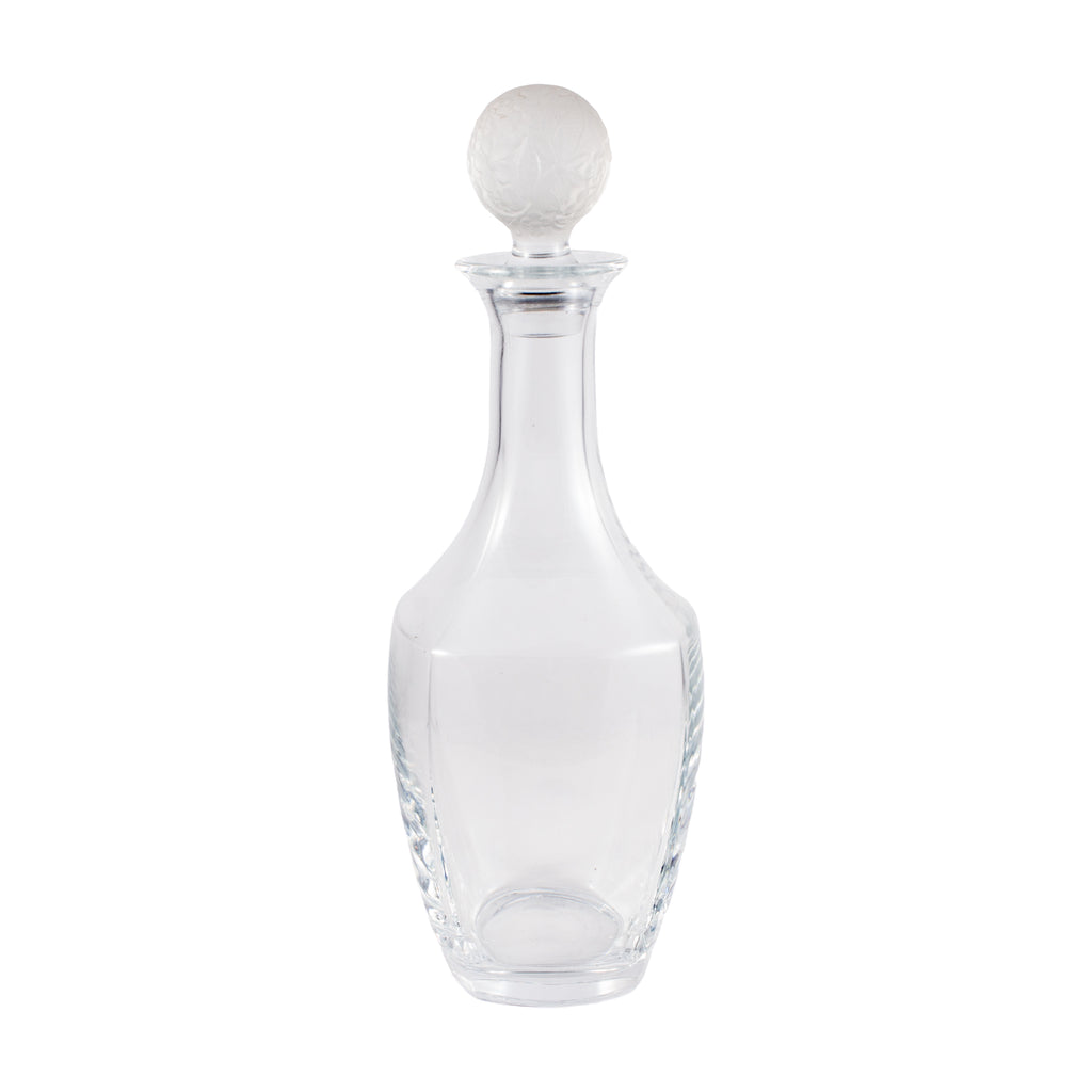 Vintage French Handblown Glass Decanter with Frosted Stopper