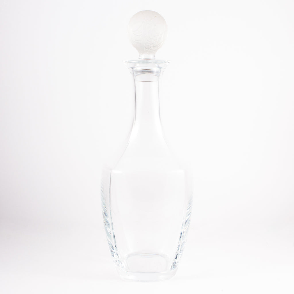 Vintage French Handblown Glass Decanter with Frosted Stopper