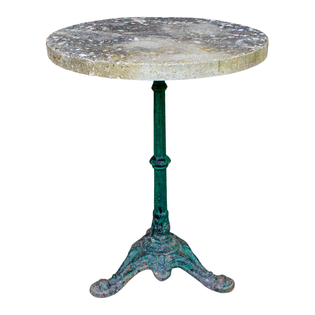 Antique Cast Iron Bistro Table with Concrete Top Found in France