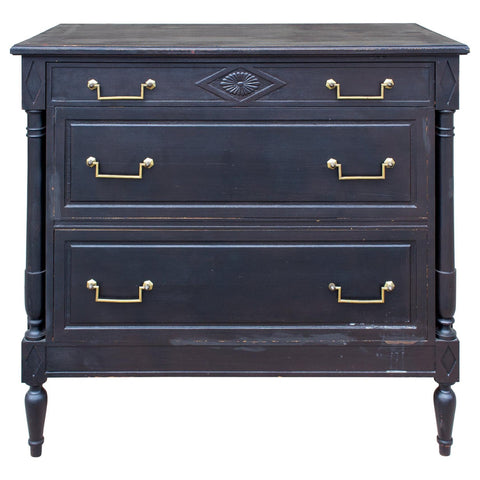 Vintage French Directoire Style Chest in Black Painted Finish