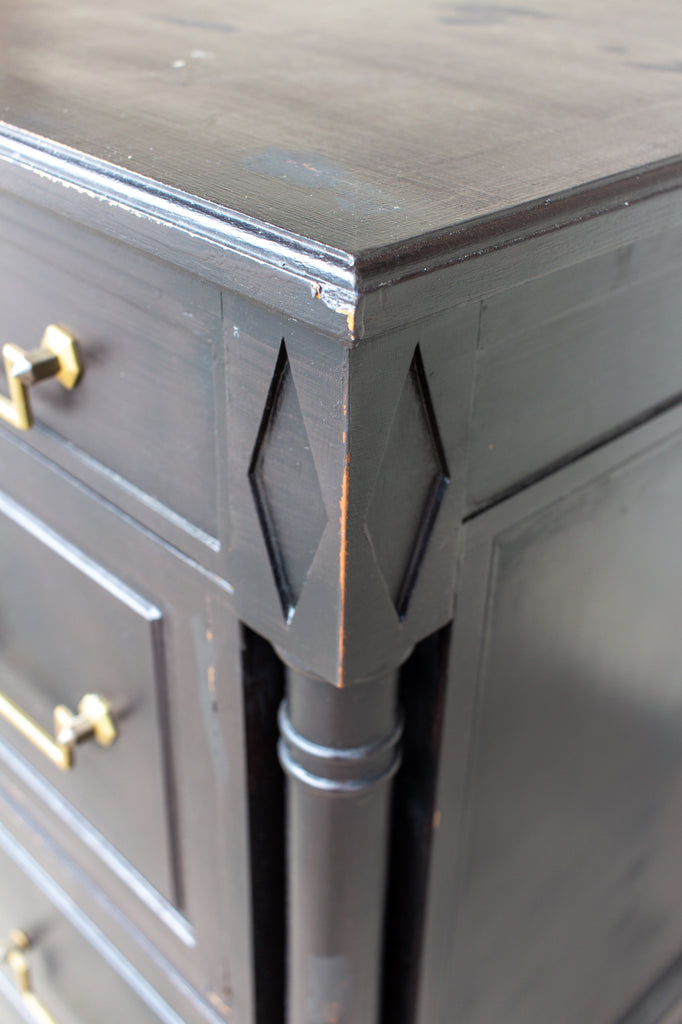 Vintage French Directoire Style Chest in Black Painted Finish