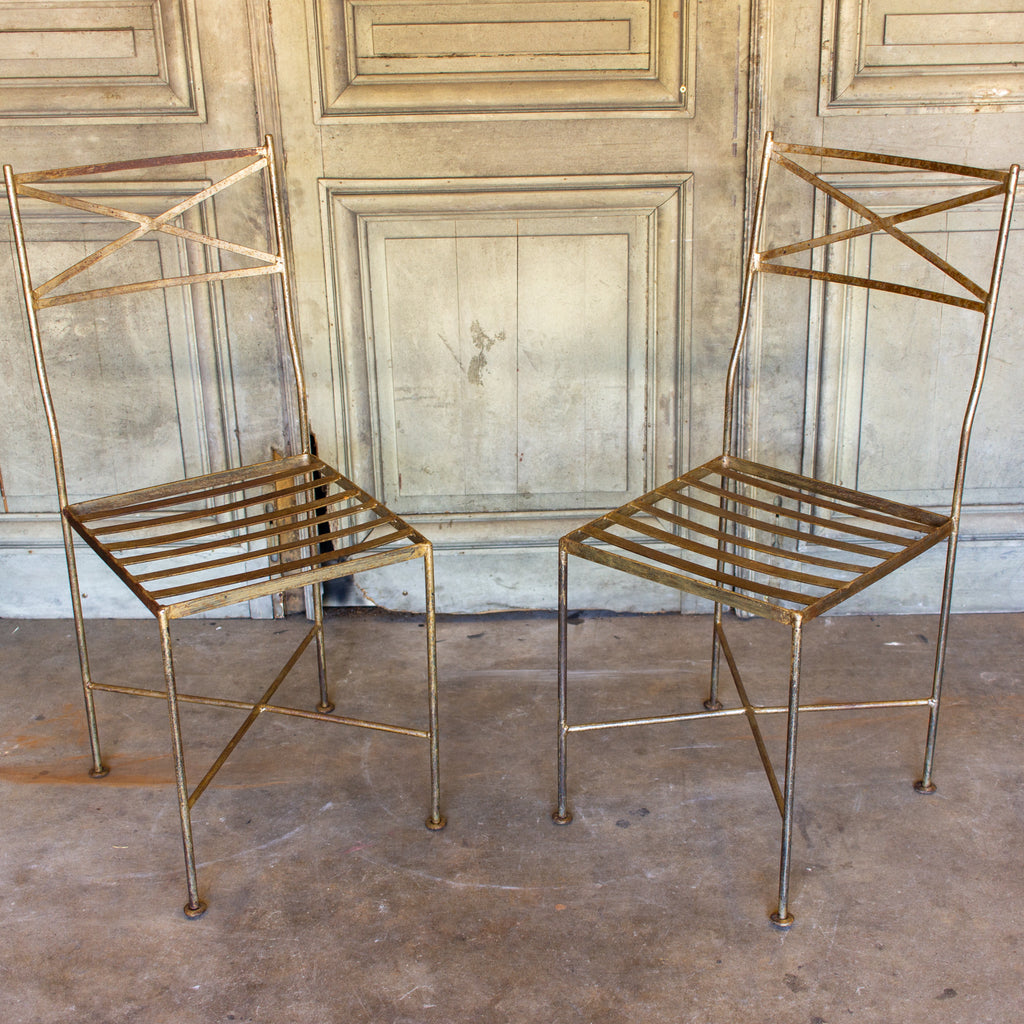 Set of Eight Handcrafted Belgian Iron Chairs