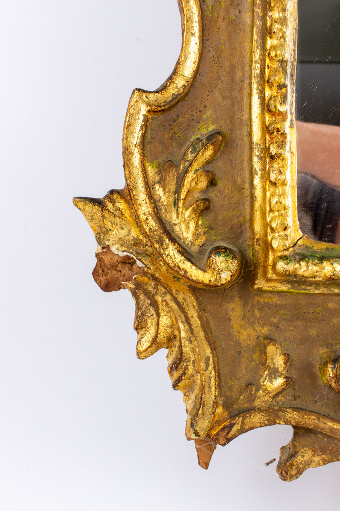 Antique French Carved Gilt Mirror with Lion Detail