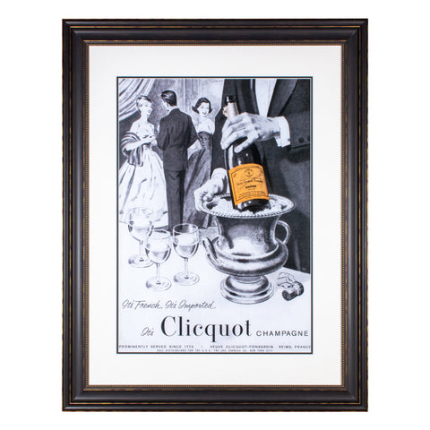 Framed Mid-Century Veuve Clicquot Advertisement