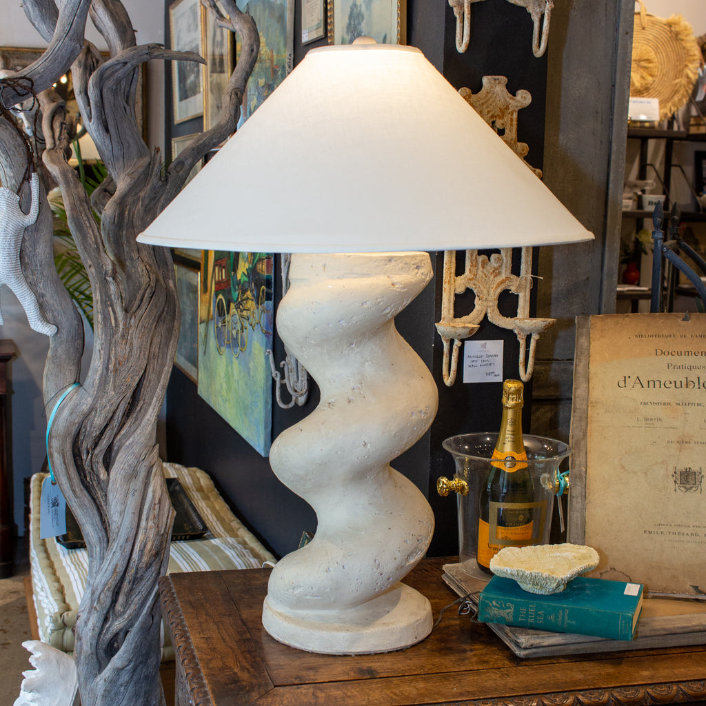 Vintage French Ceramic Corkscrew Shaped Table Lamp