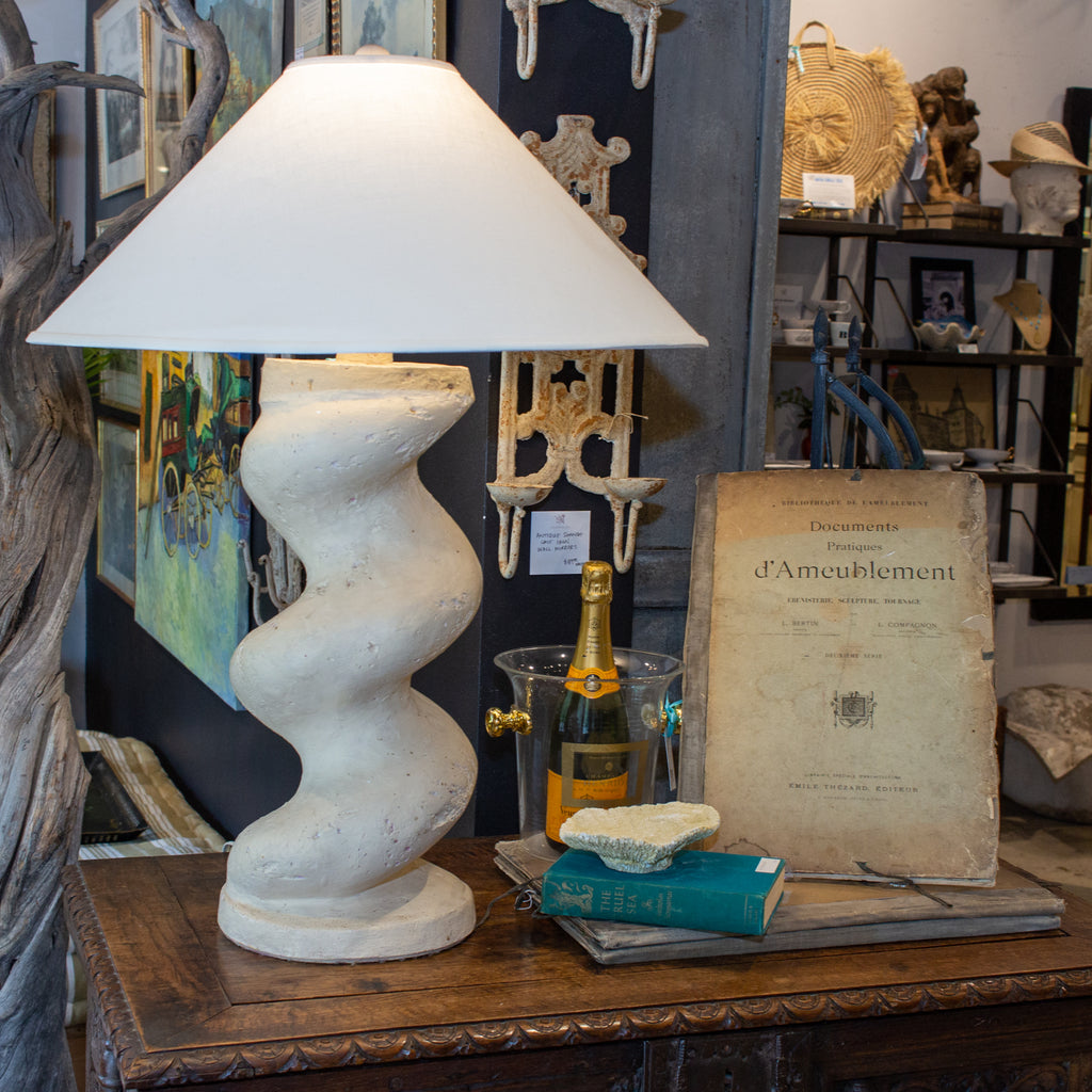 Vintage French Ceramic Corkscrew Shaped Table Lamp