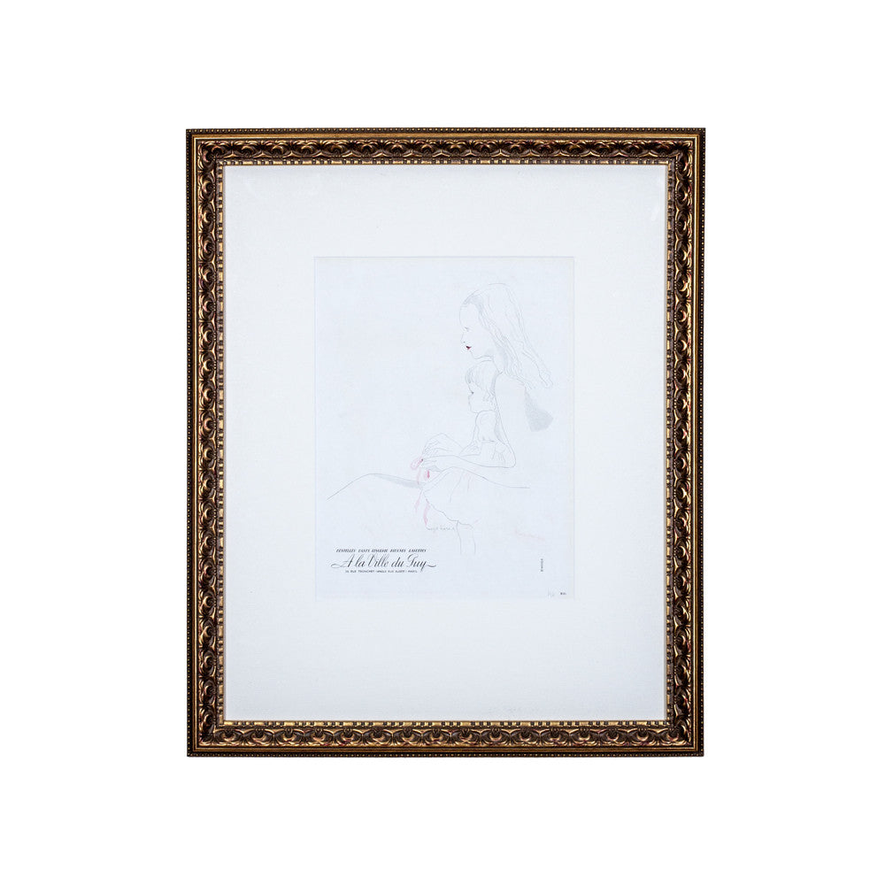 Framed Vintage Mother & Child Print Ad