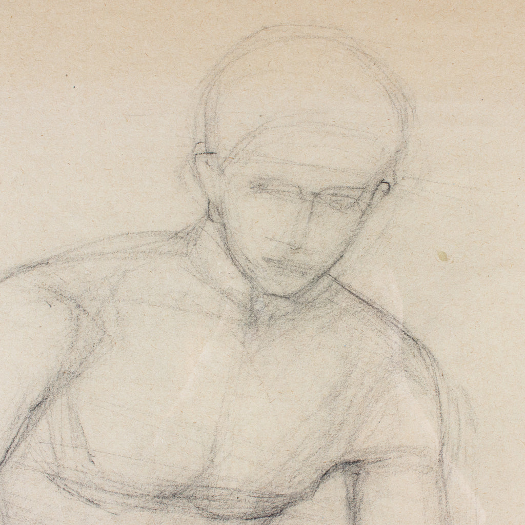 Framed Mid-Century French Charcoal Sketch