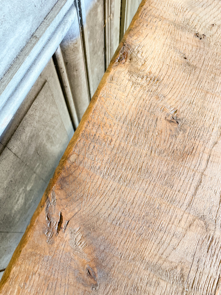Vintage Stripped French Oak Trestle Style Farm Table with Hand-Planed Top