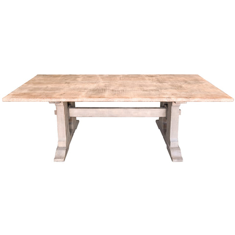 Vintage Stripped French Oak Trestle Style Farm Table with Hand-Planed Top