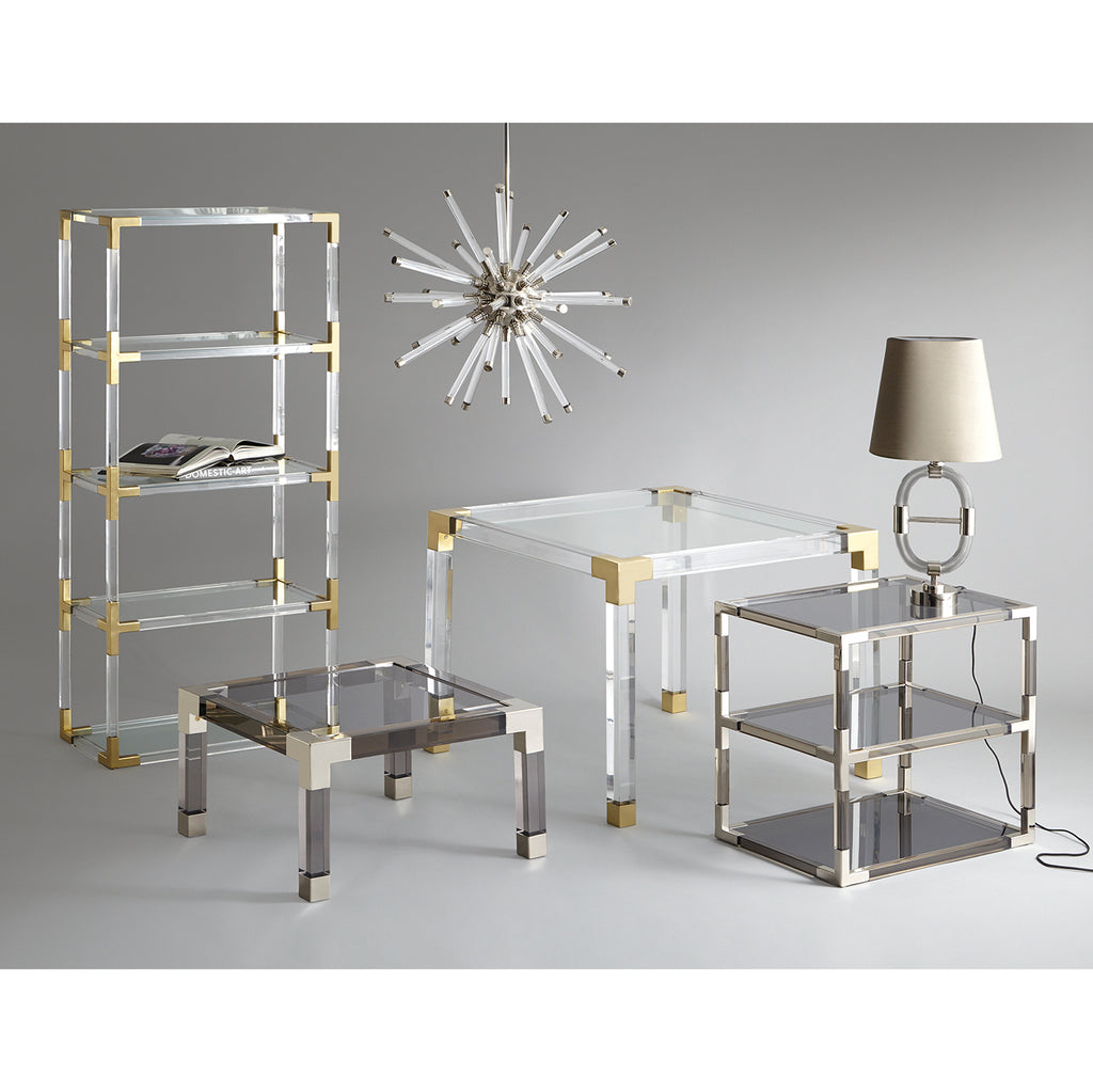Jacques Brass and Acrylic Etegere from Jonathan Adler