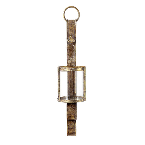 Glass & Metal Wall Sconce in Antiqued Gold Finish