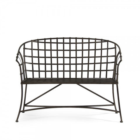 Curved Back Iron Bench in Bronze Finish