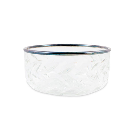 Vintage Crystal Bowl with Silver Edge Detail found in France