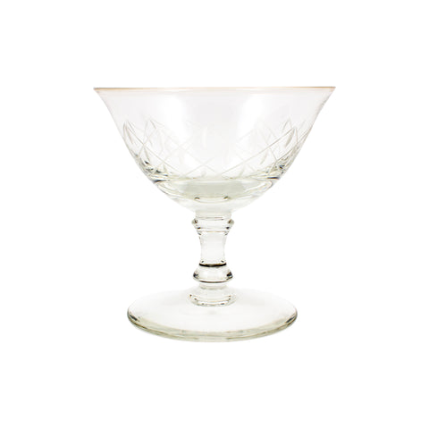 Set of Six Vintage French Cut Crystal Champagne Coupes