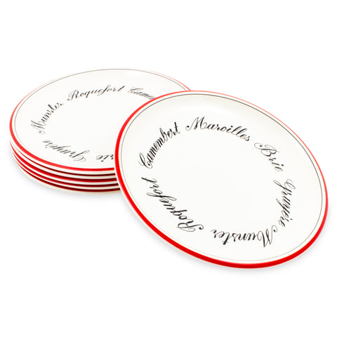 Vintage French Stoneware Cheese Plates | Set of 6