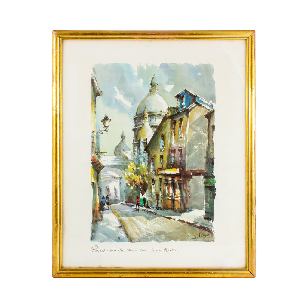 Vintage French Watercolor in Gilt Frame - Montmartre, Paris | 13 x 15