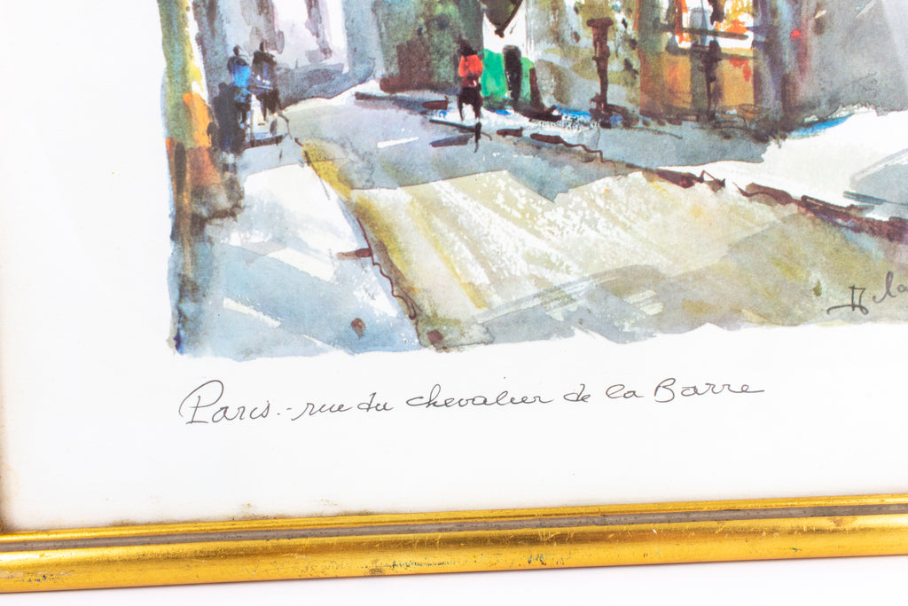 Vintage French Watercolor in Gilt Frame - Montmartre, Paris | 13 x 15