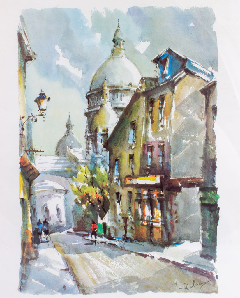 Vintage French Watercolor in Gilt Frame - Montmartre, Paris | 13 x 15