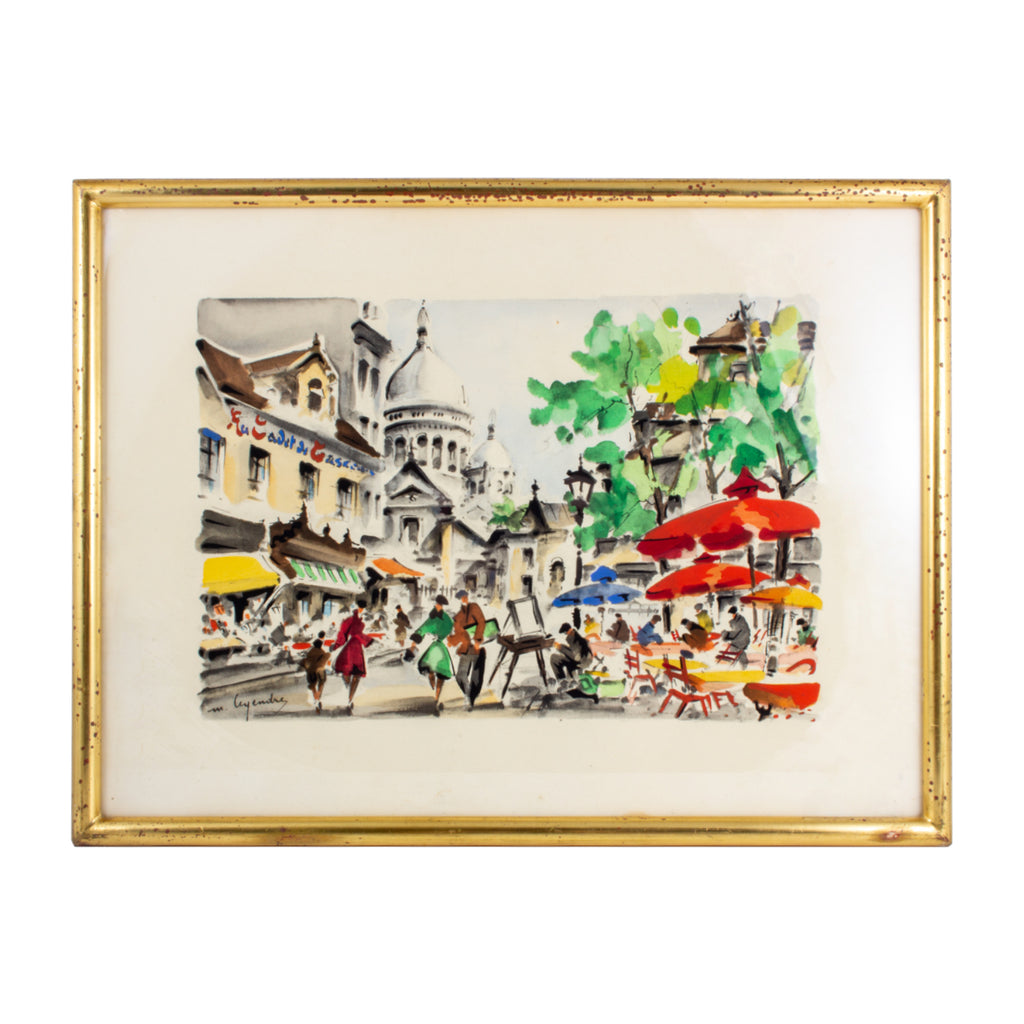 Vintage French Watercolor in Gilt Frame - Montmartre, Paris | 18 x 14
