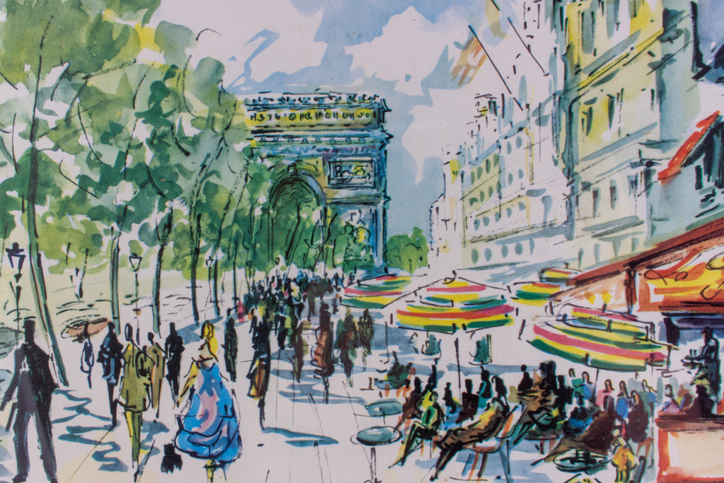 Vintage French Watercolor in Gilt Frame - Arc de Triomphe, Paris | 19 x 15