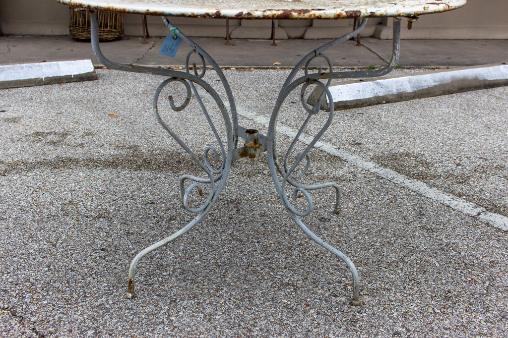 1930s French Painted Metal Garden Table with Pierced Top