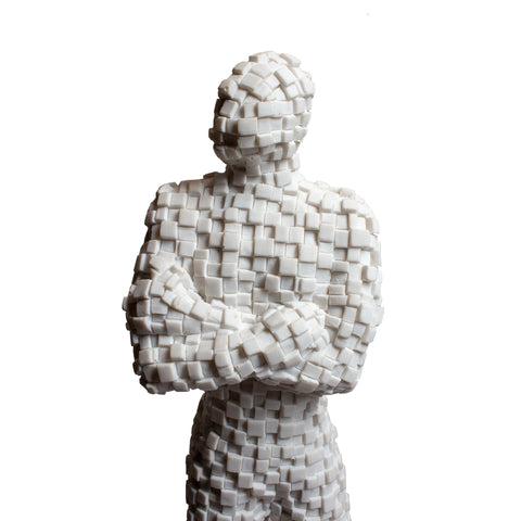 French Standing Mosaic Man Sculpture in White