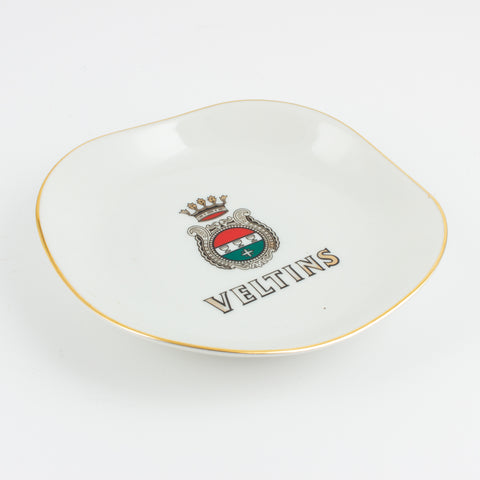 Vintage Ceramic Veltins Pilsner Dish with Gilt Edge