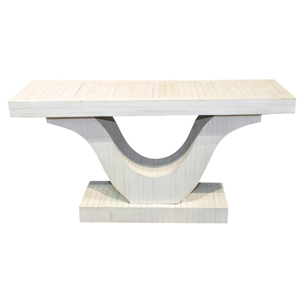 Handcrafted Wood "Wishbone" Console Made from Reclaimed Materials in White