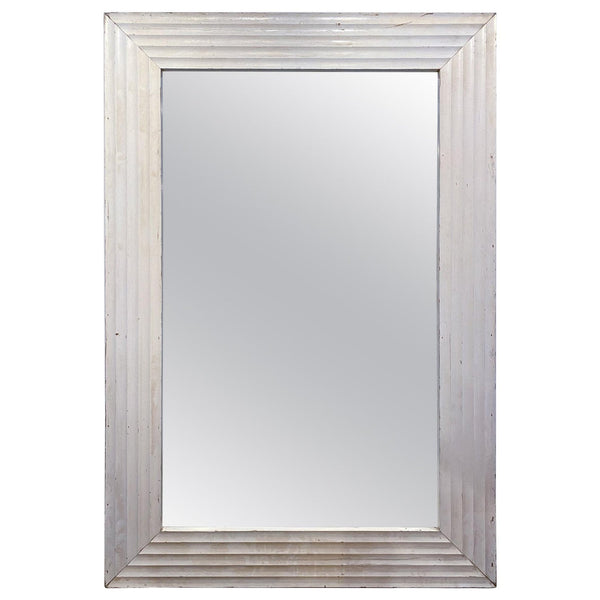 8-Foot Vintage French Floor Mirror with Textured Wood Frame in Painted Finish