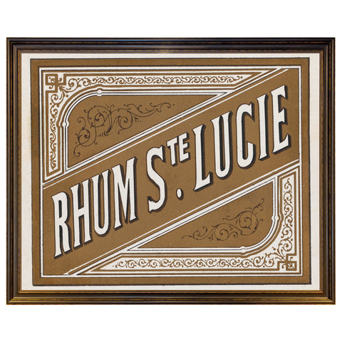 Lithograph of Antique Rum Label from the French West Indies in New Framing