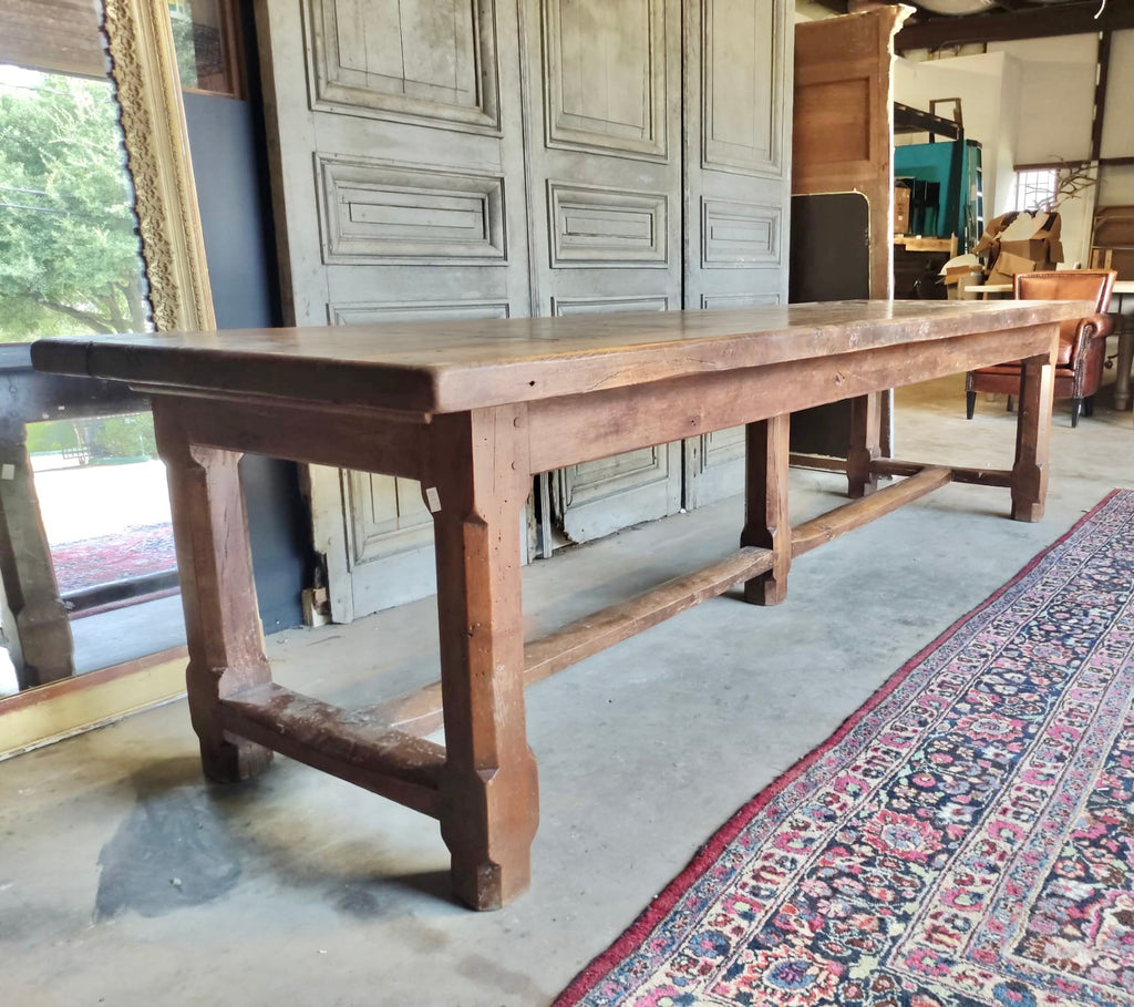 Antique French Oak Farm Table with Drawer & Extension