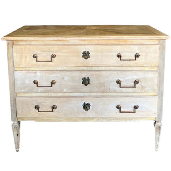 Antique French Empire Chest in Bleached Oak