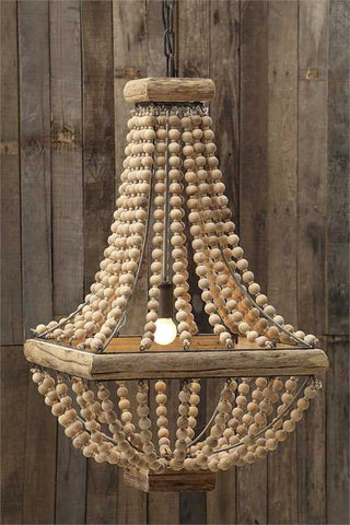 Square Wooden Beaded Chandelier